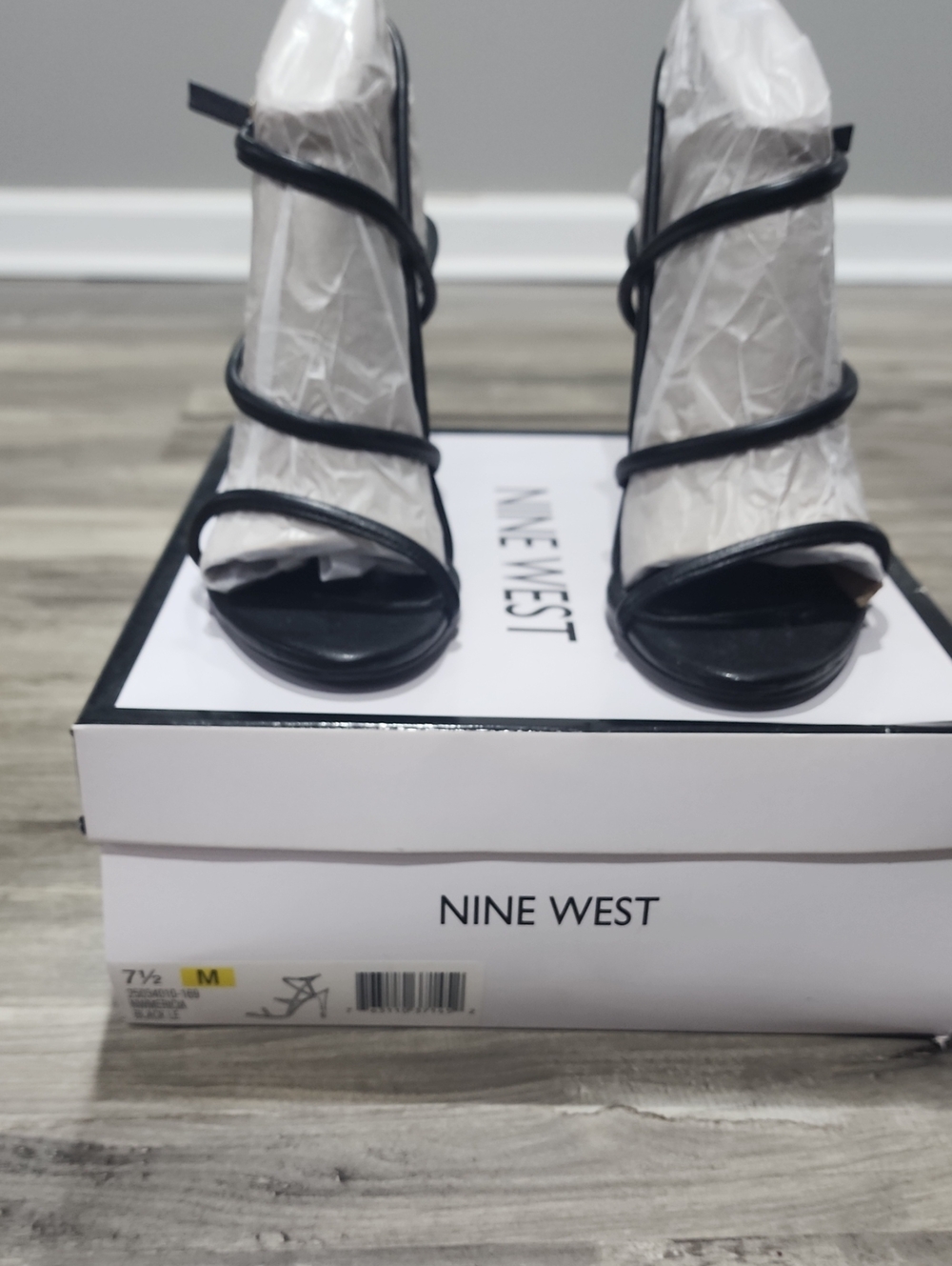Nine West Black Multi-Strap High Heel Sandals